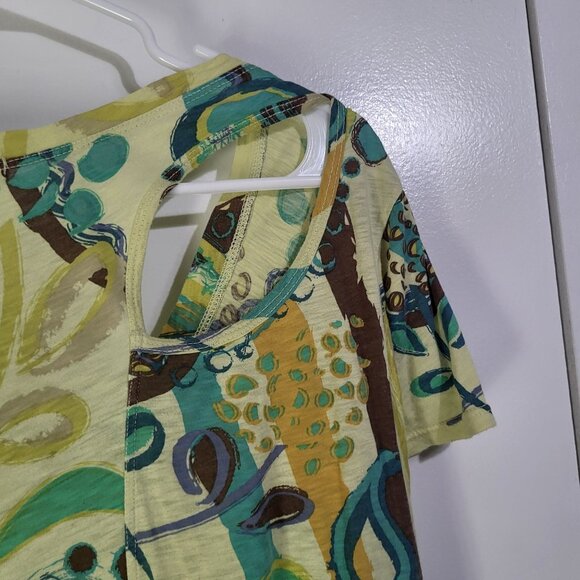 FRESH PRODUCE Women's XL Green Blue Brown Paisley Blouse Top Artsy Abstract - Picture 7 of 10